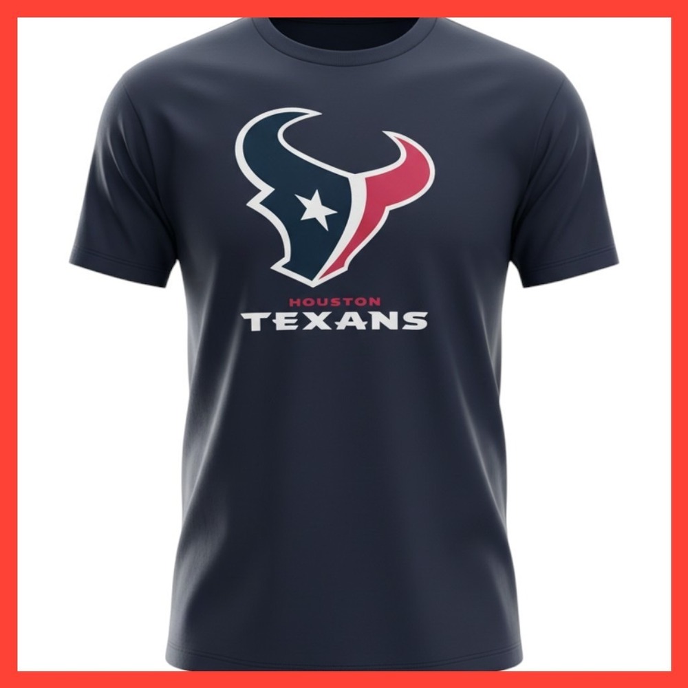 Houston Texans NFL Mens Navy Blue Graphic Logo T-Shirt Short Sleeve Tee L